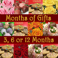 Roses, dipped strawberries and cookies delivered fresh monthly